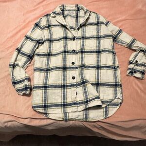 Madewell Blue and Yellow Plaid Shirt